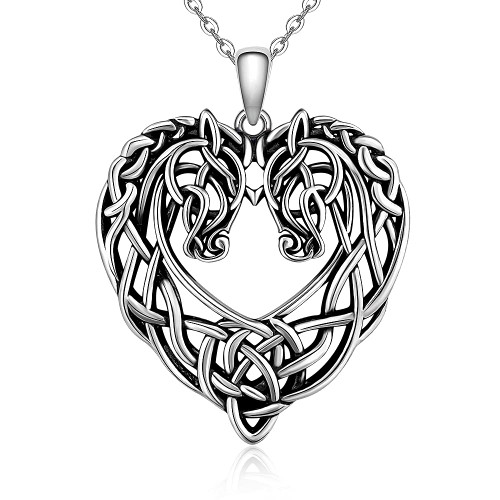 Horse Necklace Celtic Knot Heart Love Irish Sterling Silver Animal Couple Pendant Good Luck Irish Jewelry Gift for Women Horse Necklace Celtic Knot Heart Love Irish Sterling Silver Animal Couple Pendant Good Luck Irish Jewelry Gift for Women