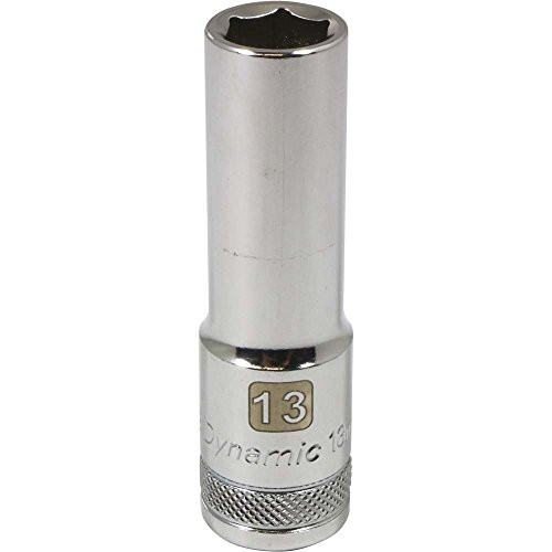 Dynamic Tools D016213 1/2" Drive 6 Point Metric Socket with 13mm Deep Length, Chrome Finish