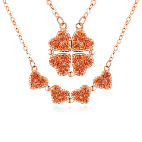 TANGPOET Four Leaf Clover Necklace Sterling Silver Heart Pendant Necklace Forever Love Heart Lucky Jewelry Gifts for Women Mom Girlfriend Wife