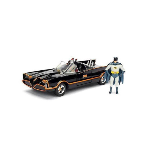 Jada Toys Build N'collect 1966 Classic TV Series Batmobile w/Batman & RobinFigure 1/24 Diecast Model Kit, Black