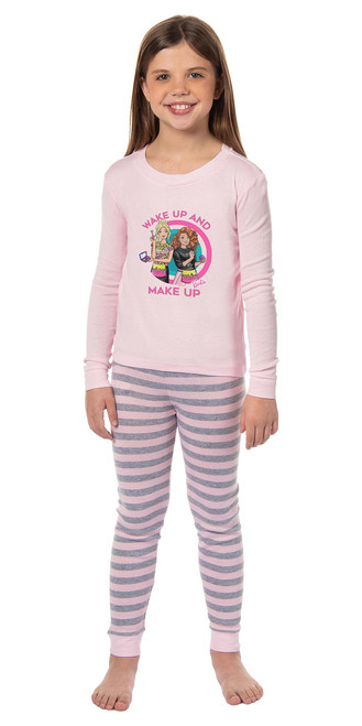 INTIMO Barbie Wake Up And Make Up Family 2 Piece Unisex Sleep Pajama Set (Child, 4)