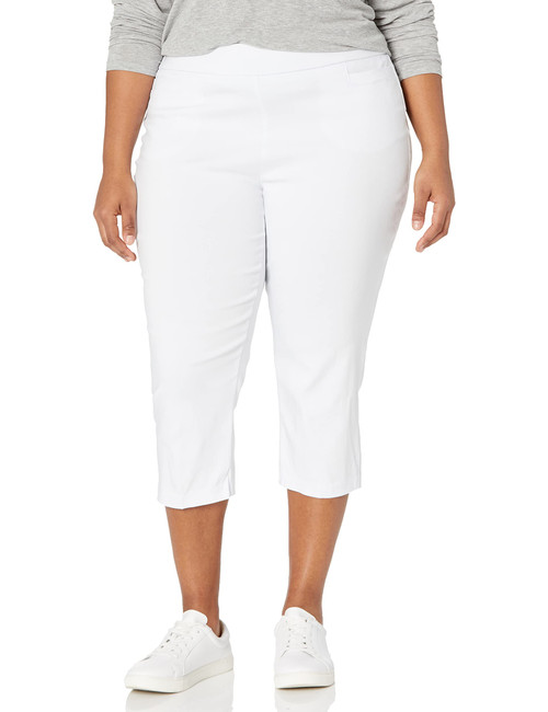 Briggs New York Womens Plus-Size Pull On Capri Pocket Casual Pants, White, 22 Plus