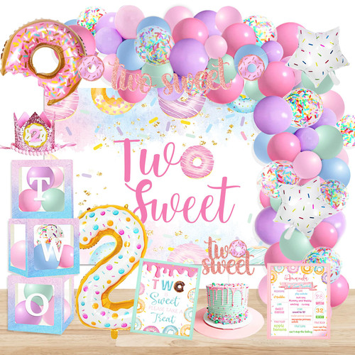 YSHMFEUX Two Sweet Birthday Party Supplies Decorations, Two Sweet Donut Ice Cream Birthday Party Decorations, Ice Cream Donut Theme Second Birthday Party Decor, Baby Girl 2nd Birthday Decorations, 2nd Birthday Decorations for Girl YSHMFEUX Two Sweet Birthday Party Supplies Decorations, Two Sweet Donut Ice Cream Birthday Party Decorations, Ice Cream Donut Theme Second Birthday Party Decor, Baby Girl 2nd Birthday Decorations, 2nd Birthday Decorations for Girl