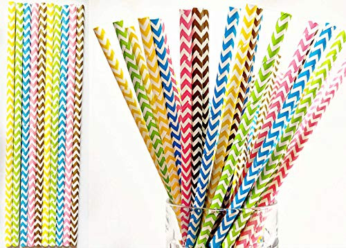 200 PCS Biodegradable Paper Straws for Birthdays, Weddings, Baby Showers, Celebrations and Parties