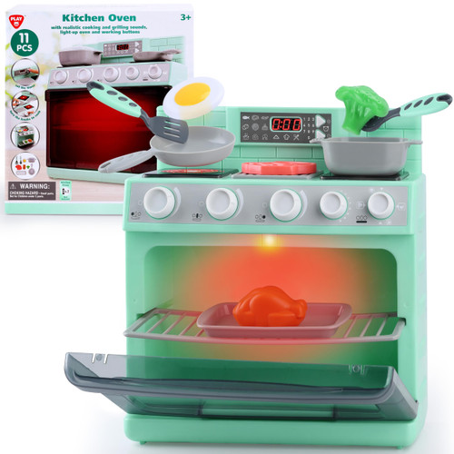Toy Oven Play Kitchen Accessories - Realistic Pretend Play Appliance for Kids with Lights & Sounds, Unique Kids Kitchen Playset Play Food Toddler Learning Toys for Boys Girls Gift Birthday Christmas