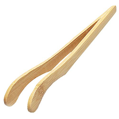 IronBuddy Toast Tongs Bamboo Tongs for Cooking Toast Bread Pickles Tea Bamboo Kitchen Tongs, 7 Inch