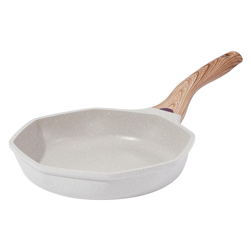 KOLEX Nonstick Frying Pan Skillet, 9.5" Granite Octagonal Omelette Pan, Healthy Stone Cookware Chef's Pan, PFOA Free (White Granite, 9.5 Inch)