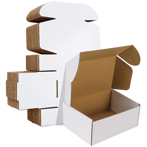HORLIMER 9x6x4 inches Shipping Boxes Set of 25, White Corrugated Cardboard Box Literature Mailer
