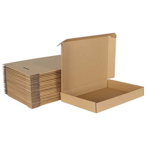 MEBRUDY 13.46x10.39x1.89 Inches Shipping Boxes Pack of 25, Small Corrugated Cardboard Box for Mailing Packing Literature Mailer