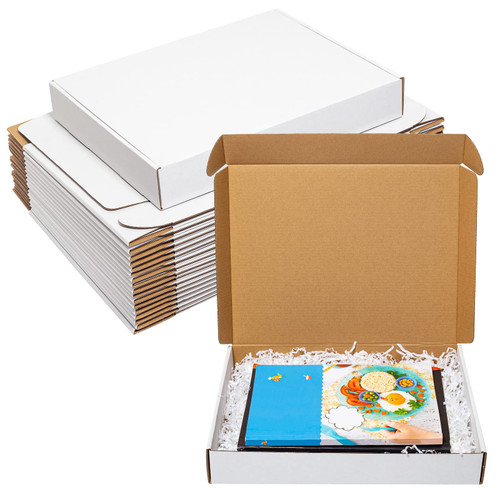 Wowxyz White Shipping Boxes 13x10x2" 25 Pack - Corrugated Cardboard Box Mailers for Small Business, Literature Mailer Box Packaging Supplies
