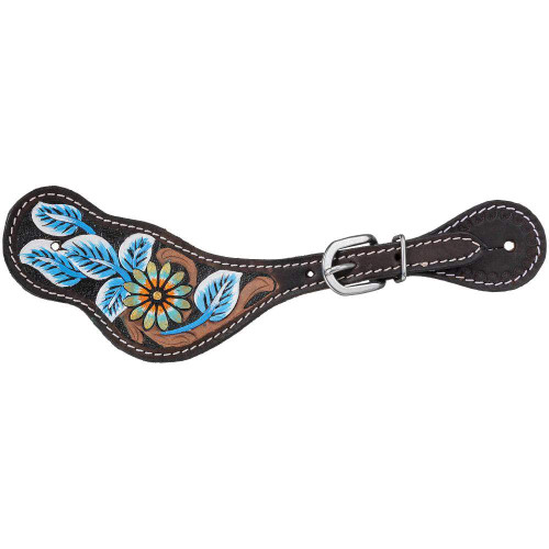 Tough 1 Blue Vintage Flower Dark Oil Spur Straps N/A N/A