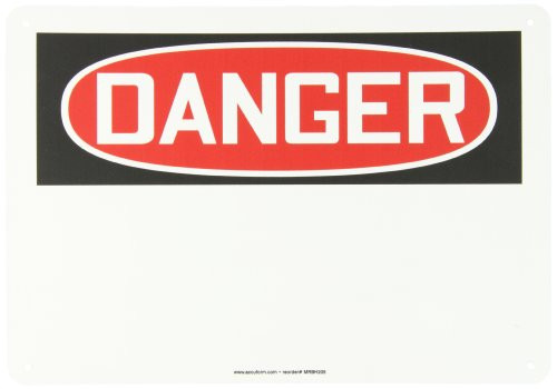 Accuform MRBH205VP Plastic Safety Sign, Legend"DANGER (BLANK)", 10" Length x 14" Width x 0.055" Thickness, Red/Black on White
