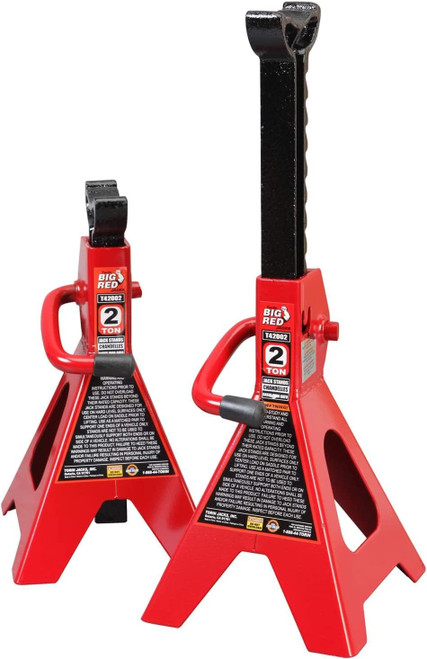 BIG RED AT42002R-1 Torin Steel Car Jack Stands: 2 Ton (4,000 lb.) Capacity, Red, 1 Pair