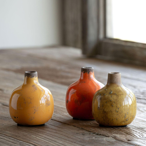Park Hill Collection Glazed Stoneware Bud Vase, Yellow-Orange, 1 Piece, 3 Assorted Colors
