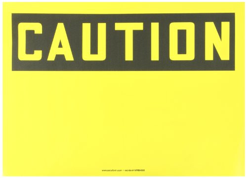 Accuform MRBH606VS Adhesive Vinyl Safety Sign, Legend"CAUTION (BLANK)", 10" Length x 14" Width x 0.004" Thickness, Black on Yellow
