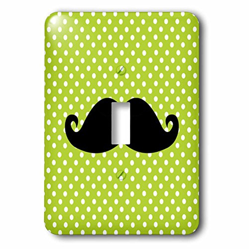 3dRose LLC lsp_110764_1 Funny Black Mustache On Green Polka Dots Single Toggle Switch