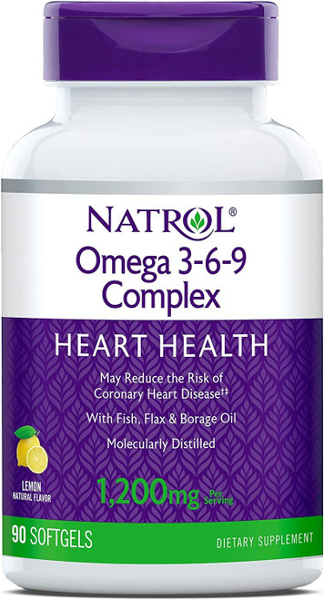 Natrol Omega-3-6-9 Complex with Flax and Borage, 90 Softgels (Pack of 2)