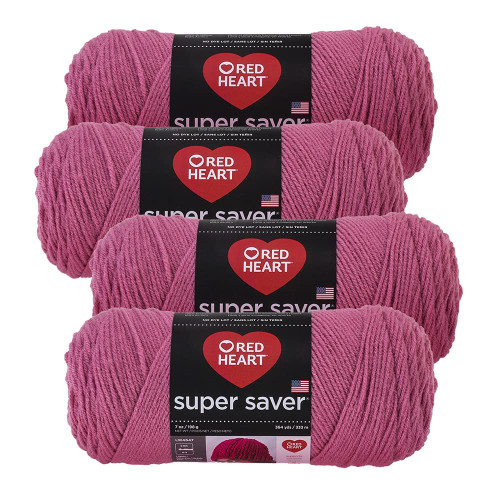 Red Heart Super Saver Yarn (4-Pack of 7oz Skeins) (Light Raspberry)