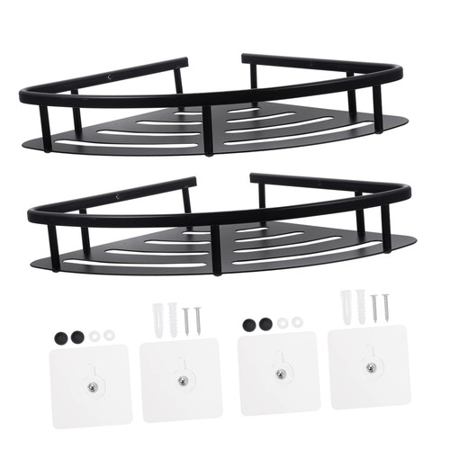 LABRIMP 2pcs Triangle Shelf Shower Shelves Bath Shower Shelf Shower Corner Toilet Storage Rack Bathroom Black Shelves for Wall Triangle Storage Shelf Storage Corner Aluminum No Nails