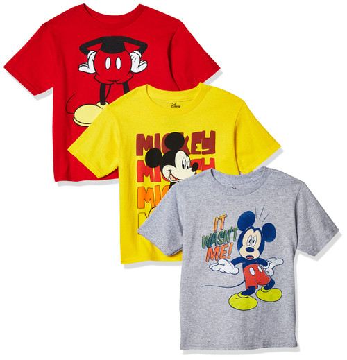 Disney Little Boys' Toddler Mickey Mouse 3-Pack T-Shirts, Assorted, 4T Disney Little Boys' Toddler Mickey Mouse 3-Pack T-Shirts, Assorted, 4T