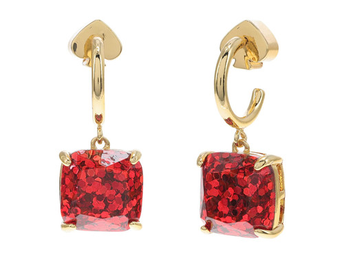 Kate Spade New York Mini Small Square Huggies Earrings Red Glitter One Size
