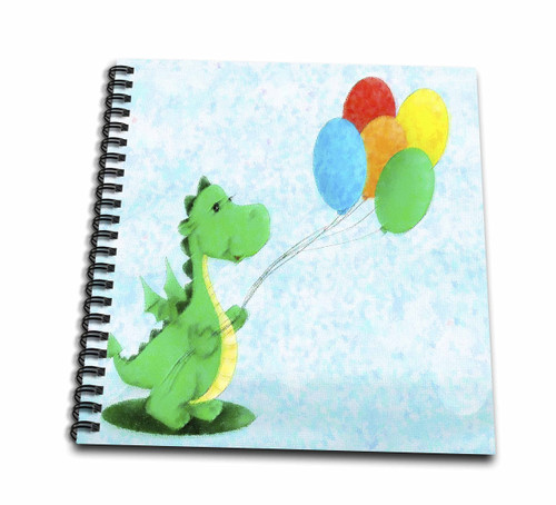 3dRose Image of Green Dinosaur with Five Color Balloons Painted... - Drawing Books (db_356181_1)