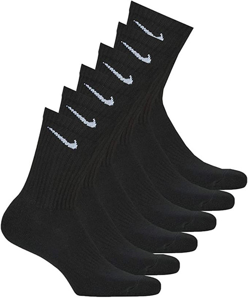 Nike Men's Dri-Fit Everyday Cushioned Crew Socks | Cotton (Everyday, Black, Large, 6 Pairs)