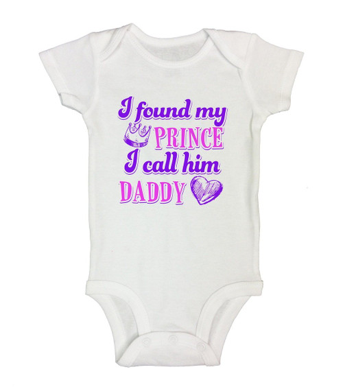 Cute Girls Bodysuit or T- Shirt My Prince I Call Dad Funny Saying Shirts - Little Royaltee 0-3 Months, White Cute Girls Bodysuit or T- Shirt My Prince I Call Dad Funny Saying Shirts - Little Royaltee 0-3 Months, White