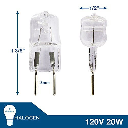 eTopLighting 2 Pack, 20W Halogen Bi-Pin Bulb, G8 Base, 110-130 Volt, 20W JCD Type Light Bulb, 2XG8-120V-20W