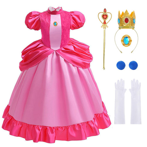 KONLIYU Princess Cosplay Dress For Girls Halloween Party Dress Up Costume Kids Pretend Play Outfit