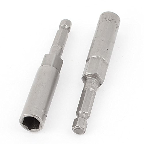 Uxcell a14110300ux0290 Gray 80mm x 8mm Metal Screwdriver Drill Hex Nut Driver Socket Bit (2 Piece)