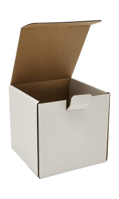 CH-BOX 50 Pack 4x4x4'' Small Shipping Boxes, Corrugated Cardboard Mailers for Business, White (LM444)