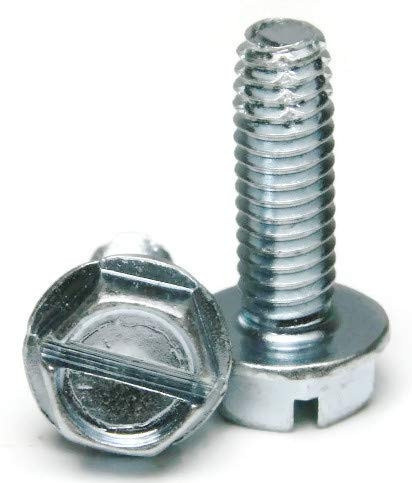 #10-24 Thread Cutting Screws - Zinc Plated Steel - Slotted Indented Hex Washer Head #10-24 x 1" Qty 250