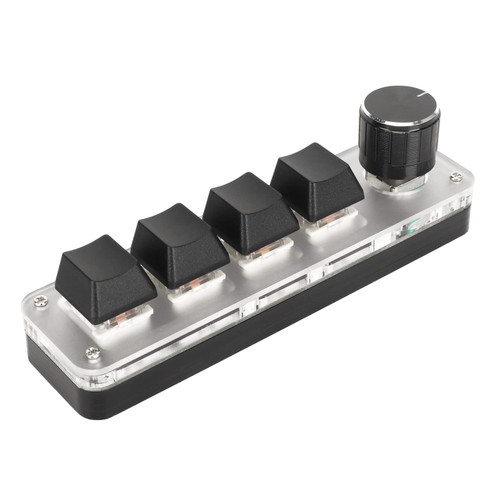 Bewinner Mini 4 Key Keypad Mechanical Gaming Keyboard, Backlit Programming Macro Keypad with 1 Knob, USB Bluetooth Mini Keypad for Gaming Office Media