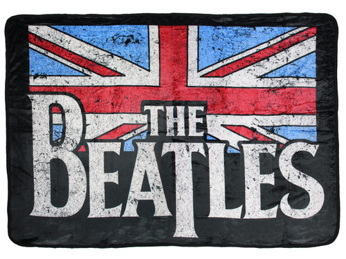 Bioworld The Beatles Flag Distressed Print Soft Plush Fleece Throw Blanket 45" x 60"