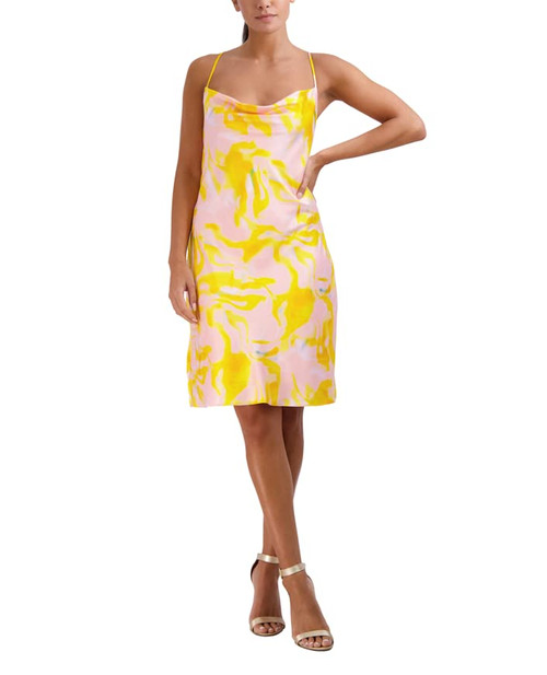 BCBGeneration Women's Cowl Neck Spaghetti Strap Mini Dress, Sunset, X-Large