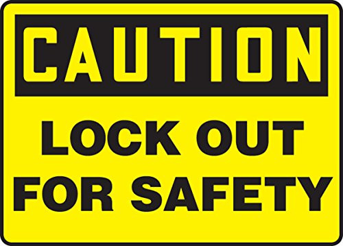 Accuform MLKT615VP Plastic Safety Sign, Legend"CAUTION LOCK OUT FOR SAFETY", 10" Length x 14" Width x 0.055" Thickness, Black on Yellow