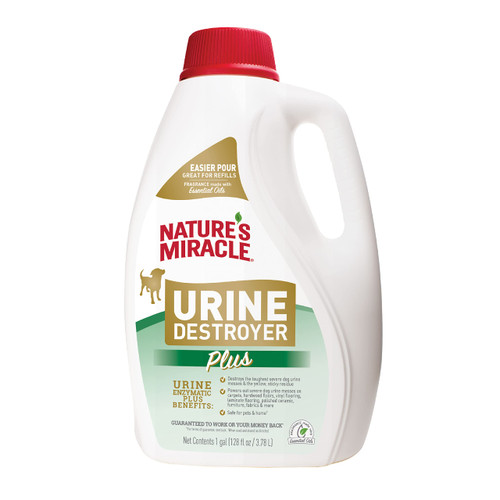 Nature's Miracle Urine Destroyer Plus Dog, 128 Ounce, Tough on Strong Dog Urine and The Yellow Sticky Residue