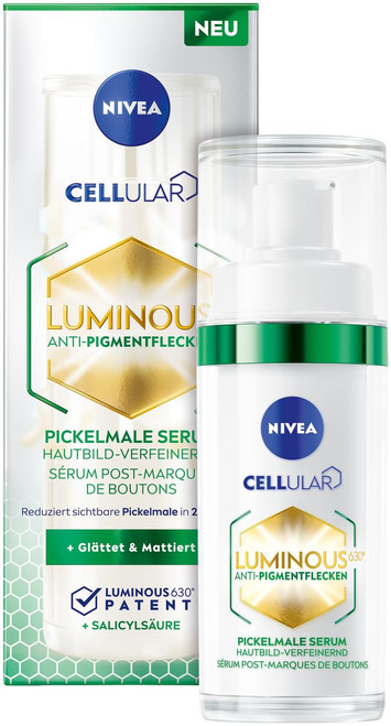 NIVEA Luminous 630 Post-Acne Dark Marks Serum (30ml), Facial Serum Visibly Reduces Post-Acne Dark Marks, Face Serum for Smooth, Refined, Glowing Skin NIVEA Luminous 630 Post-Acne Dark Marks Serum (30ml), Facial Serum Visibly Reduces Post-Acne Dark Marks, Face Serum for Smooth, Refined, Glowing Skin