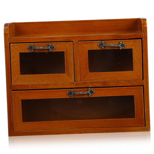FUNOMOCYA Storage Box rustic shelf drawer dresser makeup skincare desk drawers makeup holder dresser with mirror wood desktop storage cabinet rustic desk pine wood office Organizer rural