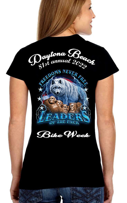 Leather Supreme Ladies Daytona Bike Week 2022 Leaders of The Pack Tee Shirt-XL Black