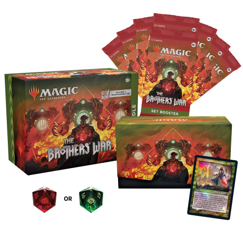 Magic The Gathering The Brothers War Bundle | Transformers Card, 8 Set Boosters, and Accessories