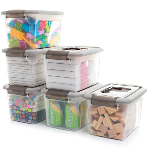 Citylife 6 Packs 5.3 QT Plastic Storage Bins with Latching Lids Stackable Storage Containers for Organizing Clear Storage Box for Garage, Closet, Kitchen