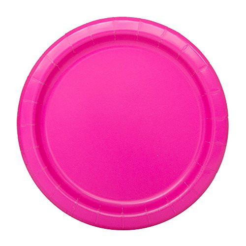 Neon Pink Paper Cake Plates, 20ct
