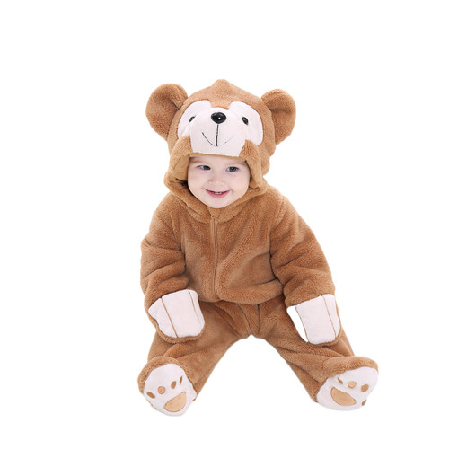 Dcohmch Baby Boy Girl Halloween Costume Cute Teddy Bear Jumpsuit Costumes Infant Toddler Kids Cosplay Outfit (Brown, 3 T)