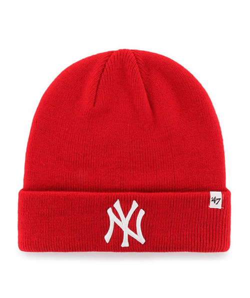 '47 New York Yankees Beanie (NY Yankees) Mens Womens Cuffed Knit Winter Hat, Stretch Fit, Red, One Size