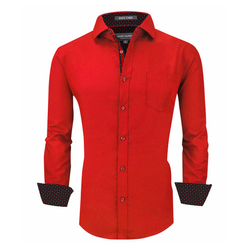 Alex Vando Mens Dress Shirts Wrinkle Free Regular Fit Stretch Bamboo Button Down Shirt,Red,L Alex Vando Mens Dress Shirts Wrinkle Free Regular Fit Stretch Bamboo Button Down Shirt,Red,L