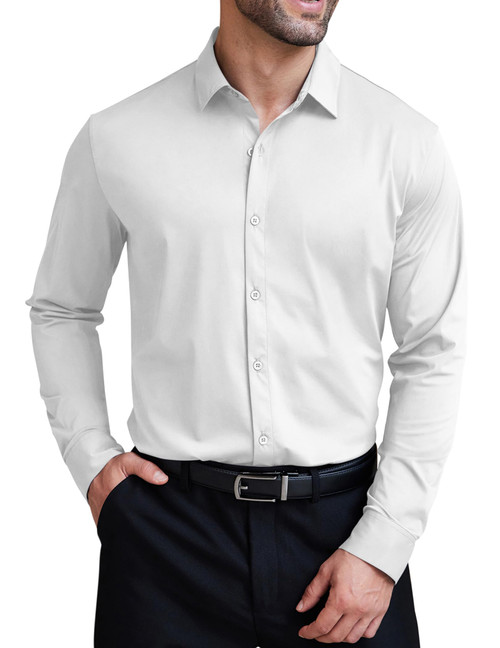 COOFANDY Men Wrinkle Free Dress Shirts Casual Button Down Shirt Long Sleeve Slim Fit Dress Shirt White COOFANDY Men Wrinkle Free Dress Shirts Casual Button Down Shirt Long Sleeve Slim Fit Dress Shirt White