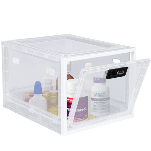 Lockable Box, Medicine Lock Box for Safe Medication, Premium Material Lockable Storage Box Locking Organizer Bin for Fridge Food/Snacks/Phone/Tablet Jail/Home Safety