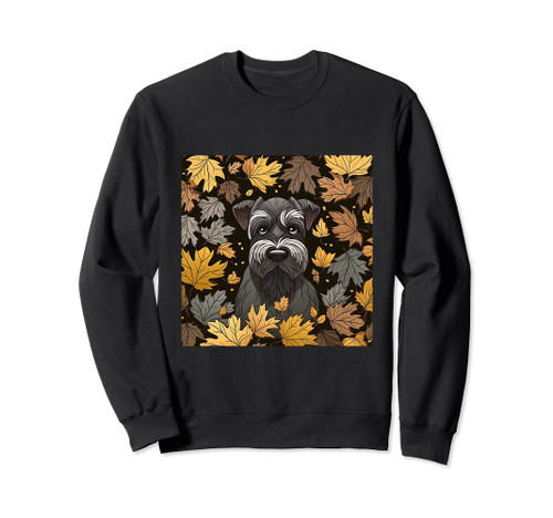 Standard Schnauzer Dog Mom Dad Plant Lover Hiding in Leaves Sweatshirt